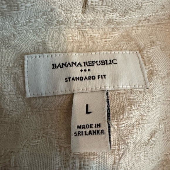 Banana Republic Mens Linen Cotton Textured Button Down Shirt L Beachy Lagom New - Picture 5 of 10